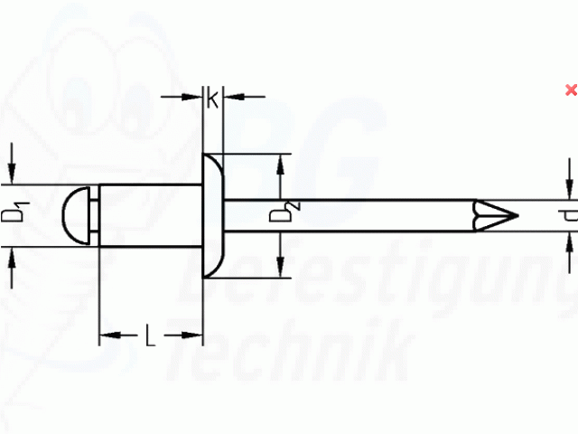 * Blindnieten Alu / Stahl - 4,8 x 8mm