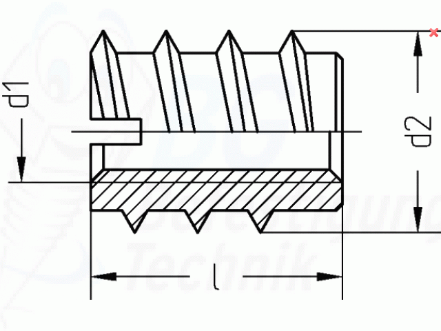 * DIN 7965 - Einschraubmutter m. Schlitz M4 - 8 x 10mm
