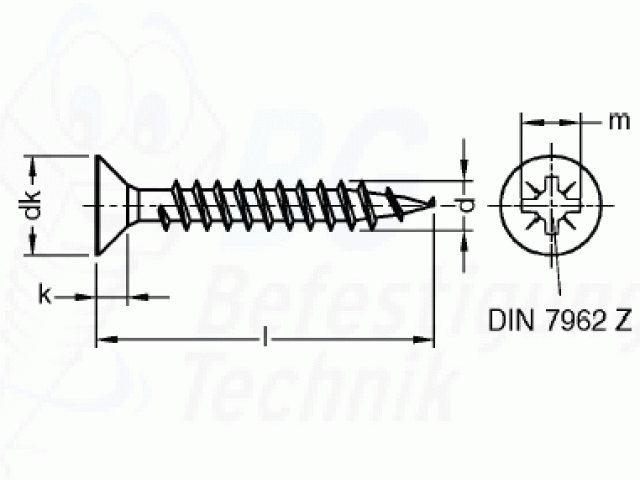 * Senkkopf, PZ, Edelstahl A2 - 3,0 x 16mm