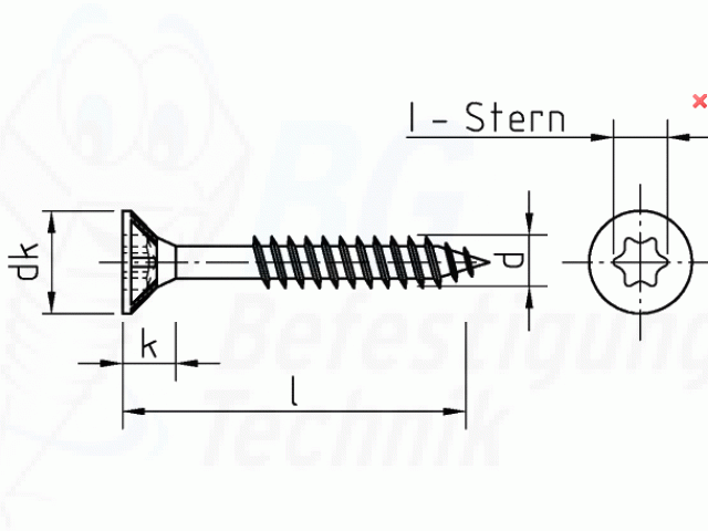 * Edelstahl Senkkopfschrauben, Torx - 5,0 x 60