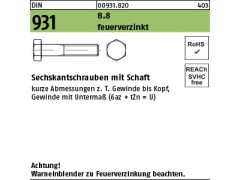 1 x Sechskantschrauben DIN 931 8.8 U M27 x 160 feuerverzinkt