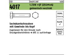 1 x Sechskantschrauben ISO 4017 1.7218 +QT M24 x 150 verzinkt DGRL