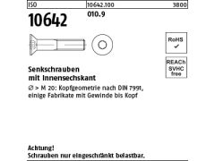 10 x Senkschrauben ISO 10642 10.9 M20x220