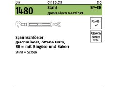 1 x Spannschlösser DIN 1480 Stahl SP RH M12 verzinkt