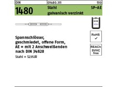 1 x Spannschlösser DIN 1480 Stahl ÜZ SP AE M12 verzinkt