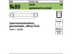 1 x Spannschlossmuttern DIN 1480 Stahl ÜZ SP M12 / 125 verzinkt