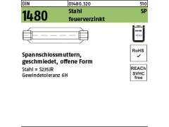 1 x Spannschlossmuttern DIN 1480 Stahl ÜZ SP M24 / 255 feuerverzinkt, Gew.-tol. 6H tZn