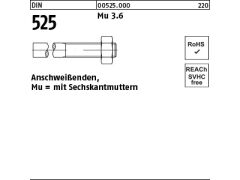 10 x Anschweißenden DIN 525 Mu 3.6 M30 x 270/105 (blank/schwarz)