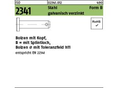 10 x Bolzen mit Kopf ISO 2341 Stahl B 10 x 25 x 20,5 verzinkt