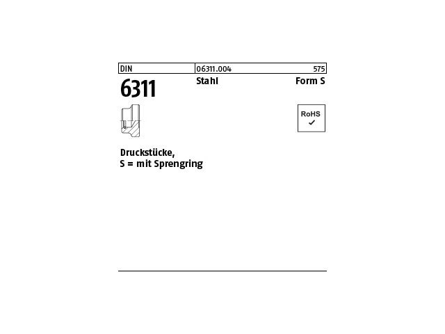Druckstücke DIN 6311 Stahl S 20 M 10 mit Sprengring Inhalt 10 Stück 