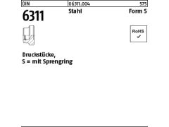 10 x Druckstücke DIN 6311 S32 M16 mit Sprengring (blank/schwarz)