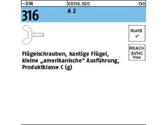 10 x Flügelschrauben DIN 316 M10x20 leichte Ausführung Edelstahl A2