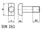 10 x Hammerschrauben m. Mu DIN 261 mit Mutter 4.6 M12x60 (blank/schwarz)