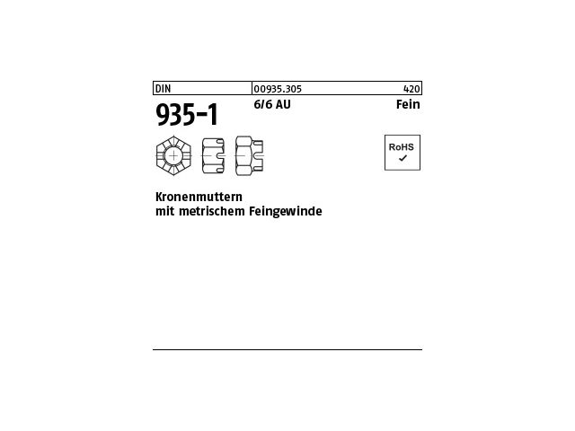 Kronenmuttern DIN 935-1 Edelstahl A2 