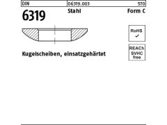 10 x Kugelscheiben DIN 6319 Stahl C25 (Ø 44mm) einsatzgehärtet (blank/schwarz)
