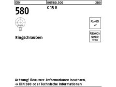 10 x Ringschrauben DIN 580 C15E M16 (blank/schwarz)