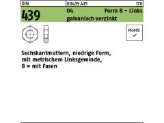 10 x Sechskantmutter Form B DIN 439 04 BM 36 -LH (Linksgewinde) verzinkt