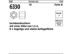 10 x Sechskantmuttern DIN 6330 Kl.10 M24 SW 36 gestempelt (blank/schwarz)