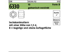 10 x Sechskantmuttern DIN 6330 Kl.10 M24 SW 36 verzinkt, gestempelt