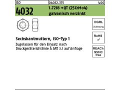 10 x Sechskantmuttern ISO 4032 1.7218 +QT M33 verzinkt DGRL
