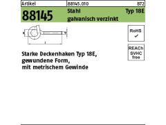 10 x Starke Deckenhaken metrisch Typ 18E Stahl M12 x 160 verzinkt