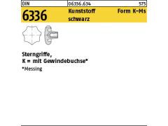 10 x Sterngriff DIN 6336 K63 M10 Kunststoff Schwarz, Gewinde Messing