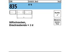 10 x Stiftschrauben DIN 835 M10 x 40 Edelstahl A4