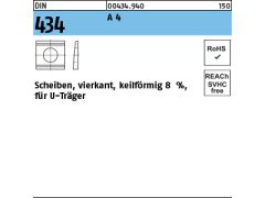 10 x U-Scheiben DIN 434 26 Neigung 8 % Edelstahl A4