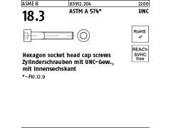 10 x Zyl. Kopf Zoll Schrauben  7/8 UNC x 4 (102 mm) (blank/schwarz)