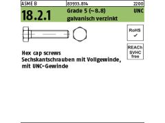 100 x 6-Kant Zoll Schrauben Kl.5 Vollgewinde verzinkt 1/4 UNC x 3/4 (19 mm)