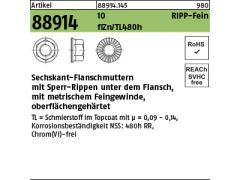 100 x RIPP Sechskant Flanschmuttern mit Sperr-Rippen Kl.10 M14 x 1,5 Zinklammellen