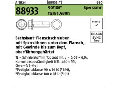 100 x 6kt.-Flanschschrauben - Sperrzahnschrauben Kl.100 M12x20 Zinklammellen