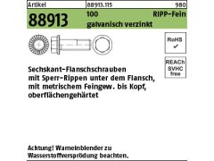 100 x 6kt.-Flanschschrauben Kl. 100, Sperr-Rippen, VG M14x1,5x50 verzinkt