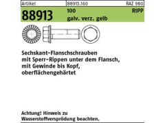 100 x 6kt.-Flanschschrauben Kl.100 m. Sperr-Rippen M12 x 40 Gelb verzinkt