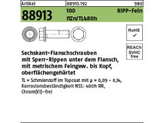 100 x 6kt.-Flanschschrauben Ripp-Schrauben Kl. 100 M14 x 1,5 x 60 Zinklamellen