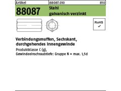 100 x 6kt.-Verbindungsmuffen / Langmutter M6x30 SW 10 verzinkt