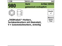 100 x 6kt.Thermag-Muttern M10 SW 14 galvanisch verkupfert