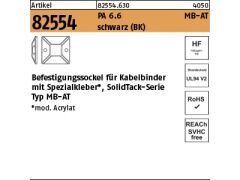 100 x Befestigungssockel mit Hochleistungskleber schwarz 28x28 B= max. 5,4