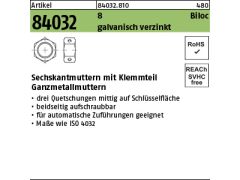 100 x Biloc Ganzmetallmuttern Kl.8 - M20 verzinkt