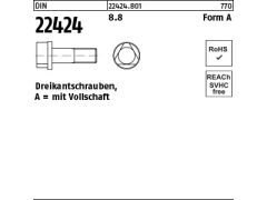 100 x Dreikantschrauben DIN 22424-A 8.8 M10x30 (blank/schwarz)