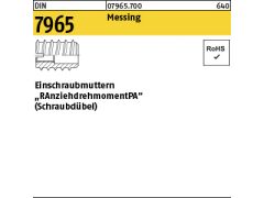 100 x Einschraubmuttern DIN 7965 Messing M10x20 Außen 18,5 mm