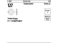 100 x Federringe DIN 127 Federstahl Form A 10 (blank/schwarz)