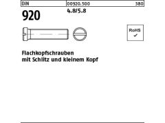 Flachkopfschrauben Schraube mit Schlitz kleiner Kopf DIN 920 4.8/5.8 Stahl blank 