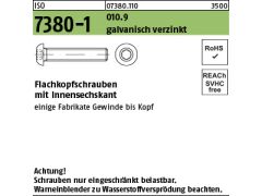 100 x Flachkopfschrauben ISO 7380-1, 10.9 M10x35 verzinkt, getempert