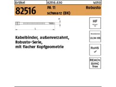 100 x Flachprofilkabelbinder Robusto flacher Kopf PA11 schwarz 9,0x260