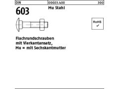 100 x Flachrundschrauben DIN 603 Mu St. M10 x 100 (blank/schwarz)