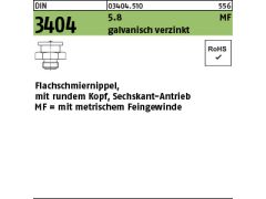 100 x Flachschmiernippel DIN 3404 5.8 M8 x 1 SW 11 , m. rundem Kopf verzinkt