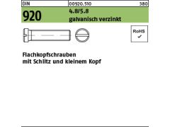 100 x Flakoschr. mit Schlitz DIN 920 4.8/5.8 M3 x 16 verzinkt