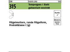 100 x Flügelmuttern DIN 315 GT/Stahl M8 verzinkt