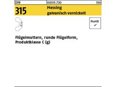 100 x Flügelmuttern DIN 315 Messing M6 vernickelt